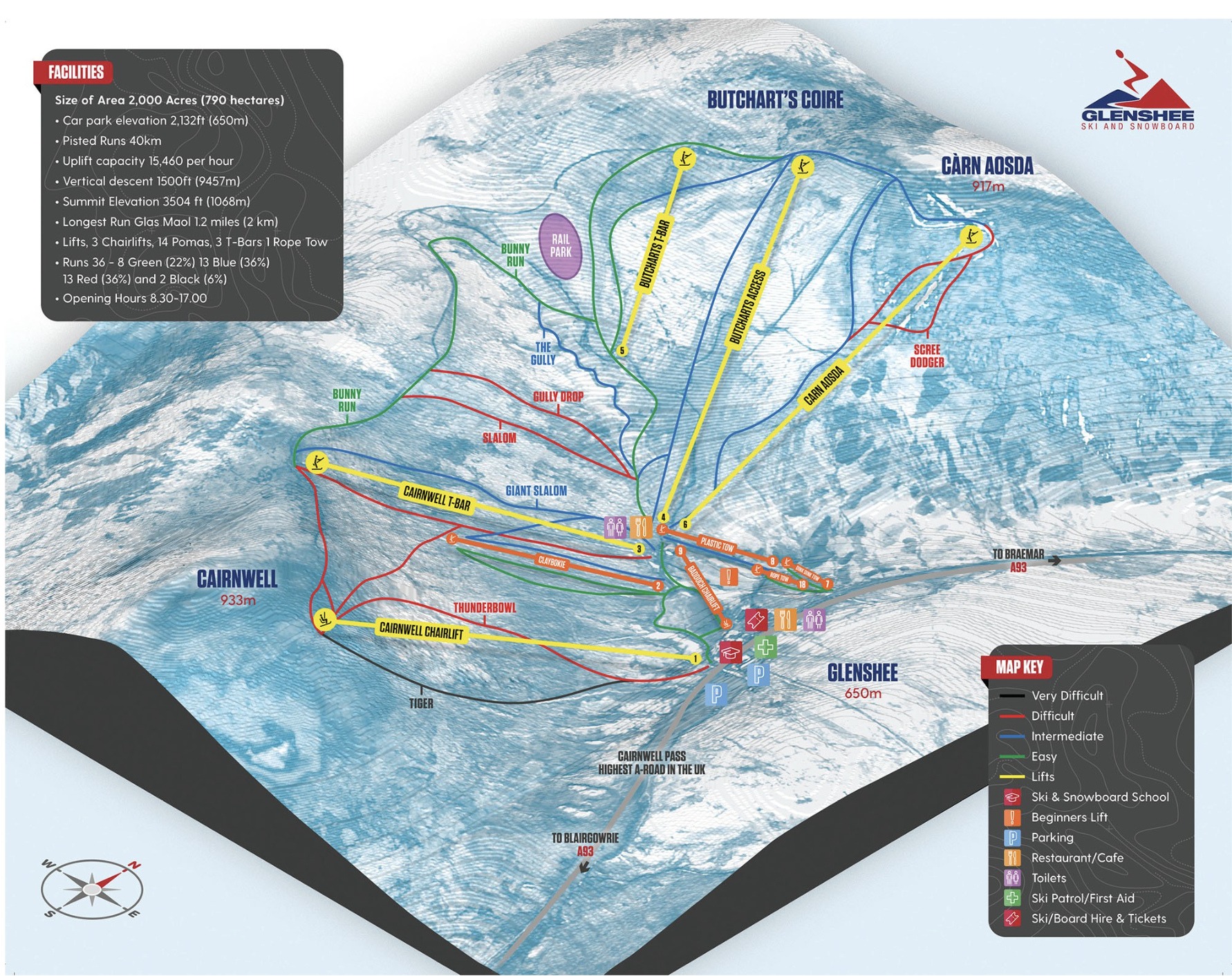 Glenshee Ski Centre piste map (1 of 2)