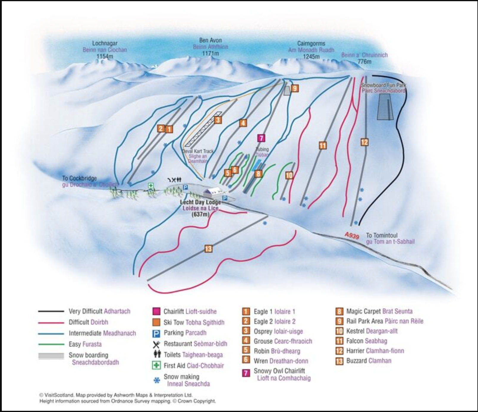 The Lecht piste map